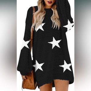 Star print oversized sweater dress